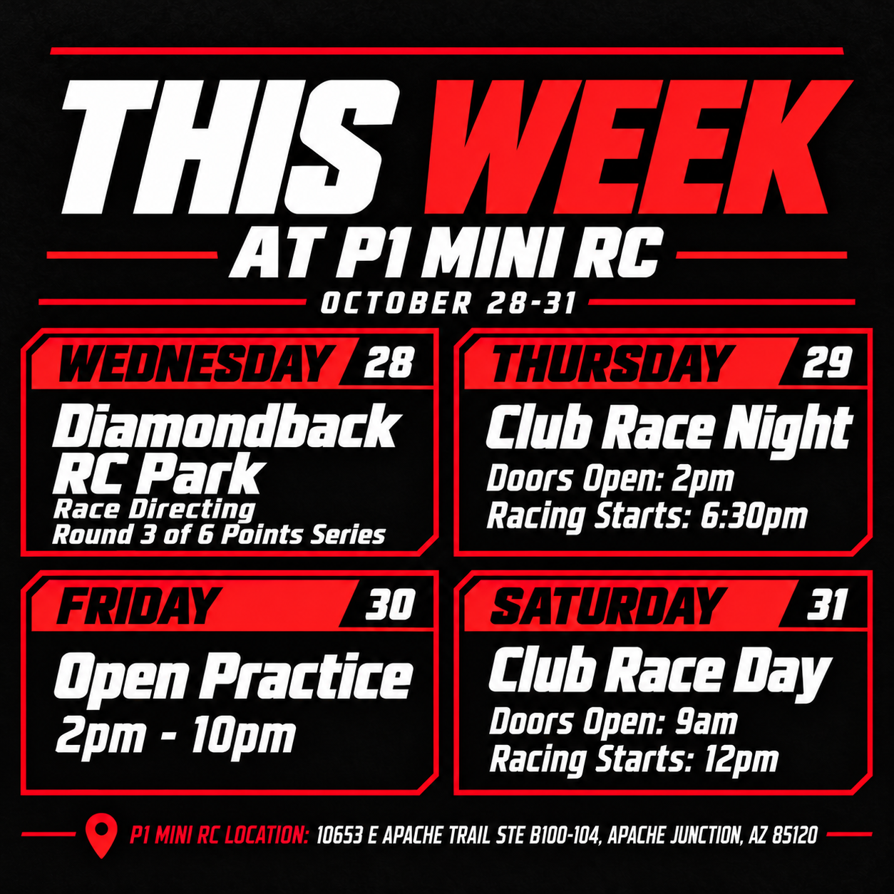 This Week at P1 Mini RC! - October 28th-31st